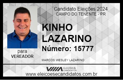 Candidato KINHO  LAZARINO 2024 - CAMPO DO TENENTE - Eleições