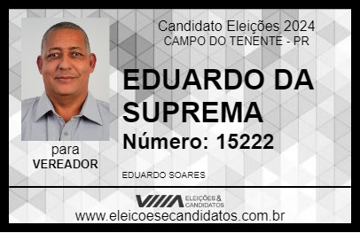 Candidato EDUARDO DA SUPREMA 2024 - CAMPO DO TENENTE - Eleições