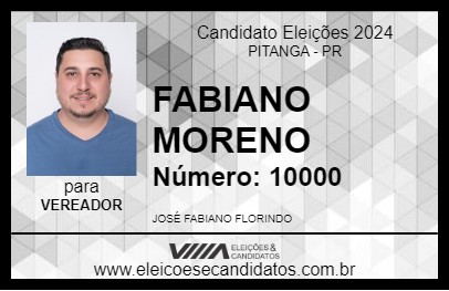 Candidato FABIANO MORENO 2024 - PITANGA - Eleições