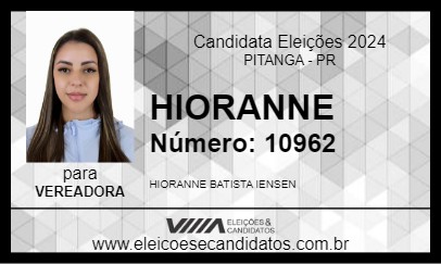 Candidato HIORANNE 2024 - PITANGA - Eleições