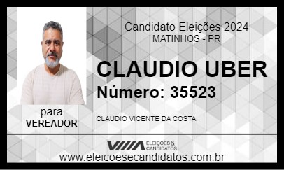 Candidato CLAUDIO UBER 2024 - MATINHOS - Eleições