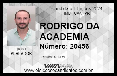 Candidato RODRIGO DA ACADEMIA 2024 - IMBITUVA - Eleições