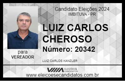 Candidato LUIZ CARLOS CHEROSO 2024 - IMBITUVA - Eleições