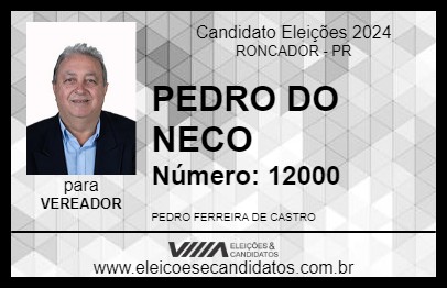 Candidato PEDRO DO NECO 2024 - RONCADOR - Eleições