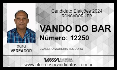 Candidato VANDO DO BAR 2024 - RONCADOR - Eleições