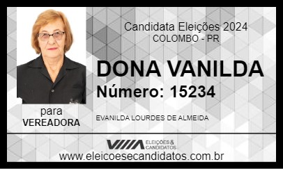 Candidato DONA VANILDA 2024 - COLOMBO - Eleições