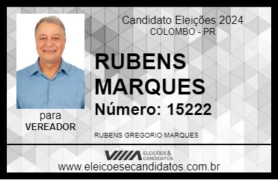 Candidato RUBENS MARQUES 2024 - COLOMBO - Eleições