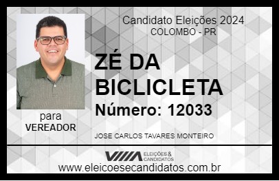 Candidato ZÉ DA BICLICLETA 2024 - COLOMBO - Eleições