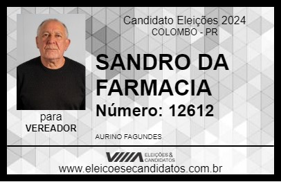 Candidato SANDRO DA FARMACIA 2024 - COLOMBO - Eleições