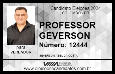 Candidato PROFESSOR GEVERSON 2024 - COLOMBO - Eleições