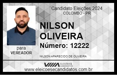 Candidato NILSON OLIVEIRA 2024 - COLOMBO - Eleições