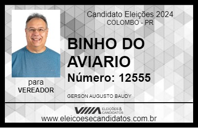 Candidato BINHO DO AVIARIO 2024 - COLOMBO - Eleições