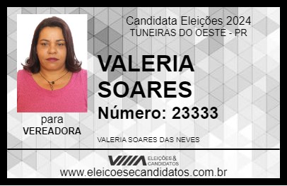 Candidato VALERIA SOARES 2024 - TUNEIRAS DO OESTE - Eleições