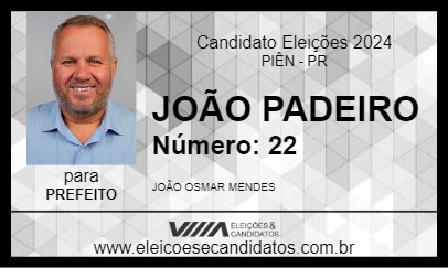 Candidato JOÃO PADEIRO 2024 - PIÊN - Eleições