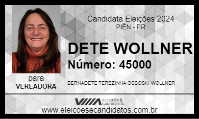 Candidato DETE WOLLNER 2024 - PIÊN - Eleições