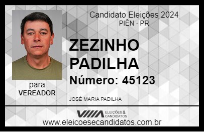 Candidato ZEZINHO PADILHA 2024 - PIÊN - Eleições