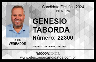 Candidato GENESIO TABORDA 2024 - PIÊN - Eleições