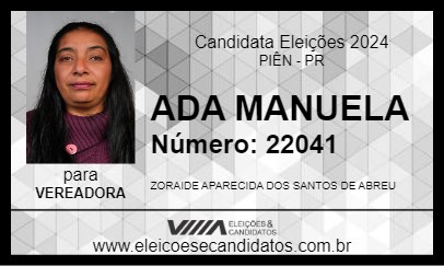 Candidato ADA MANUELA 2024 - PIÊN - Eleições