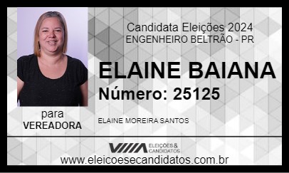 Candidato ELAINE BAIANA 2024 - ENGENHEIRO BELTRÃO - Eleições