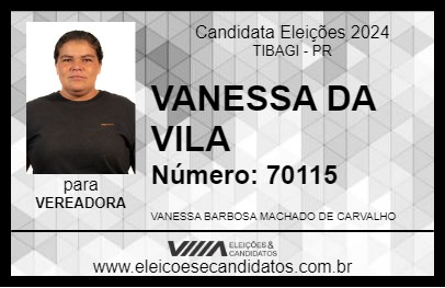 Candidato VANESSA DA VILA 2024 - TIBAGI - Eleições