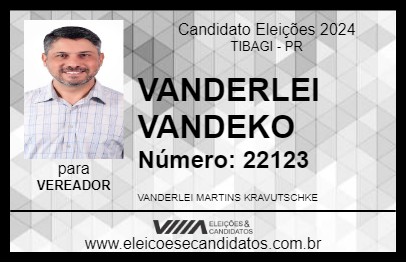 Candidato VANDERLEI VANDEKO 2024 - TIBAGI - Eleições