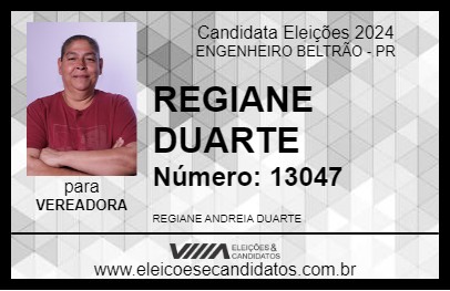 Candidato REGIANE DUARTE 2024 - ENGENHEIRO BELTRÃO - Eleições