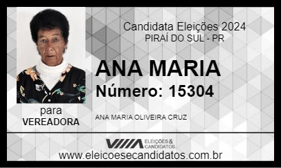 Candidato ANA MARIA 2024 - PIRAÍ DO SUL - Eleições