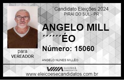 Candidato ANGELO MILLÉO 2024 - PIRAÍ DO SUL - Eleições