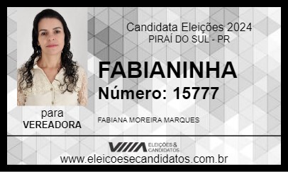 Candidato FABIANINHA 2024 - PIRAÍ DO SUL - Eleições