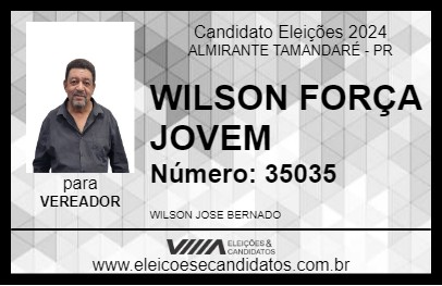 Candidato WILSON FORÇA JOVEM 2024 - ALMIRANTE TAMANDARÉ - Eleições