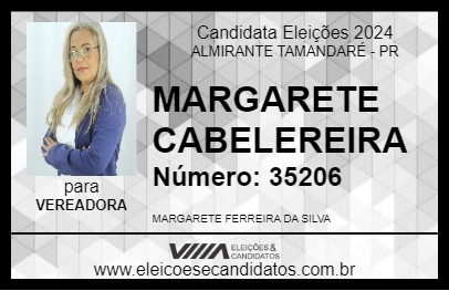 Candidato MARGARETE CABELEREIRA 2024 - ALMIRANTE TAMANDARÉ - Eleições