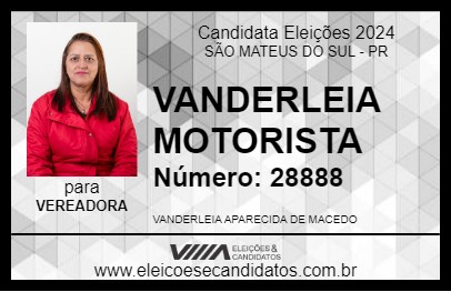 Candidato VANDERLEIA MOTORISTA 2024 - SÃO MATEUS DO SUL - Eleições