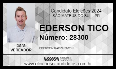 Candidato EDERSON TICO 2024 - SÃO MATEUS DO SUL - Eleições