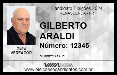 Candidato GILBERTO ARALDE 2024 - RENASCENÇA - Eleições