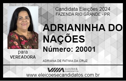 Candidato ADRIANINHA DO NAÇÕES 2024 - FAZENDA RIO GRANDE - Eleições