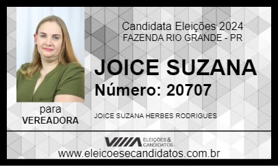 Candidato JOICE SUZANA 2024 - FAZENDA RIO GRANDE - Eleições