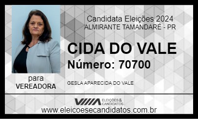 Candidato CIDA DO VALE 2024 - ALMIRANTE TAMANDARÉ - Eleições