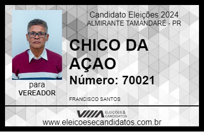 Candidato CHICO DA AÇAO 2024 - ALMIRANTE TAMANDARÉ - Eleições