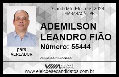 Candidato ADEMILSON LEANDRO FIÃO 2024 - ITAMBARACÁ - Eleições