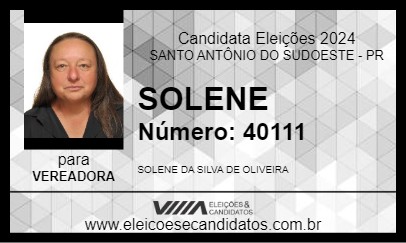 Candidato SOLENE 2024 - SANTO ANTÔNIO DO SUDOESTE - Eleições