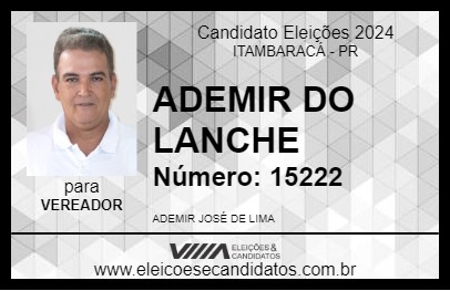 Candidato ADEMIR DO LANCHE 2024 - ITAMBARACÁ - Eleições