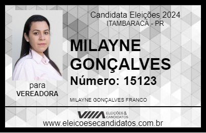 Candidato MILAYNE GONÇALVES 2024 - ITAMBARACÁ - Eleições