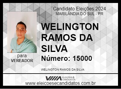 Candidato WELINGTON RAMOS DA SILVA 2024 - MARILÂNDIA DO SUL - Eleições