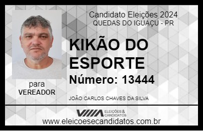 Candidato KIKÃO DO ESPORTE 2024 - QUEDAS DO IGUAÇU - Eleições