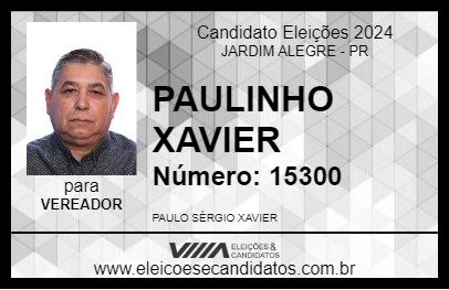 Candidato PAULINHO XAVIER 2024 - JARDIM ALEGRE - Eleições