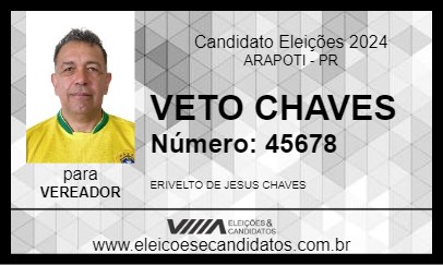 Candidato VETO CHAVES 2024 - ARAPOTI - Eleições