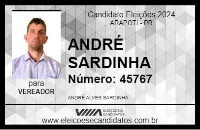 Candidato ANDRÉ SARDINHA 2024 - ARAPOTI - Eleições