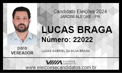 Candidato LUCAS BRAGA 2024 - JARDIM ALEGRE - Eleições