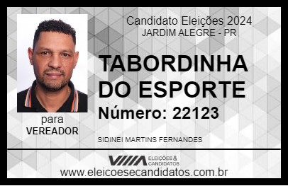 Candidato TABORDINHA DO ESPORTE 2024 - JARDIM ALEGRE - Eleições