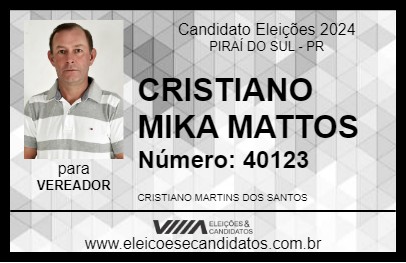 Candidato CRISTIANO MIKA MATTOS 2024 - PIRAÍ DO SUL - Eleições